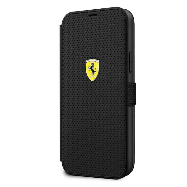Ferrari FESPEFLBKP12MBK Black Book On Track Perforated Kryt iPhone 12/12 Pro
