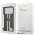 Guess 4G Printed Stripes MagSafe Black Kryt iPhone 17 Pro