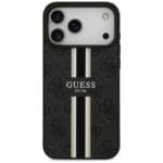 Guess 4G Printed Stripes MagSafe Black Kryt iPhone 17 Pro Max