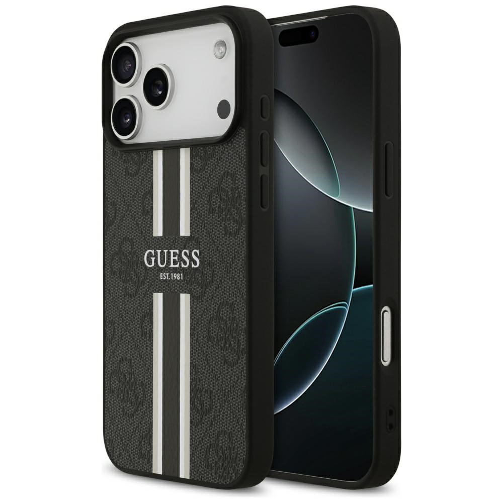 Guess 4G Printed Stripes MagSafe Black Kryt iPhone 17 Pro Max
