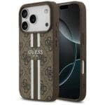 Guess 4G Printed Stripes MagSafe Brown Kryt iPhone 17 Pro