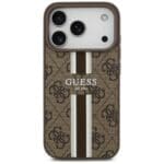 Guess 4G Printed Stripes MagSafe Brown Kryt iPhone 17 Pro