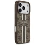 Guess 4G Printed Stripes MagSafe Brown Kryt iPhone 17 Pro