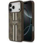 Guess 4G Printed Stripes MagSafe Brown Kryt iPhone 17 Pro Max
