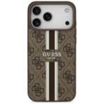 Guess 4G Printed Stripes MagSafe Brown Kryt iPhone 17 Pro Max