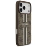 Guess 4G Printed Stripes MagSafe Brown Kryt iPhone 17 Pro Max