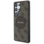 Guess 4G Round Patch Classic Logo MagSafe to Brown Kryt Samsung Galaxy S25 Ultra