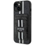Guess 4G Stripes with wallet MagSafe Black Kryt iPhone 15