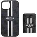 Guess 4G Stripes with wallet MagSafe Black Kryt iPhone 15
