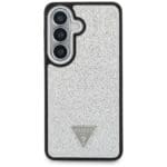 Guess Fixed Glitter Triangle MagSafe Silver Kryt Samsung Galaxy S26