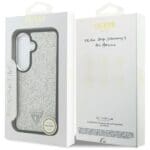 Guess Fixed Glitter Triangle MagSafe Silver Kryt Samsung Galaxy S26