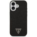 Guess Glitter Triangle Logo MagSafe Black Kryt iPhone 17