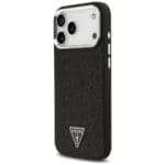Guess Glitter Triangle Logo MagSafe Black Kryt iPhone 17 Pro Max
