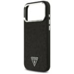 Guess Glitter Triangle Logo MagSafe Black Kryt iPhone 17 Pro Max