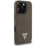Guess Grained Hot Stamp Peony Triangle Logo MagSafe Brown Kryt iPhone 16 Pro Max