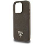 Guess Grained Hot Stamp Peony Triangle Logo MagSafe Brown Kryt iPhone 16 Pro Max