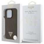 Guess Grained Hot Stamp Peony Triangle Logo MagSafe Brown Kryt iPhone 16 Pro Max