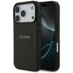 Guess Grained Ring MagSafe Black Kryt iPhone 17 Pro