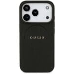 Guess Grained Ring MagSafe Black Kryt iPhone 17 Pro