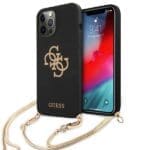 Guess GUHCP12LLSC4GBK 6,7" Black Hardcase 4G Gold Chain Collection Kryt iPhone 12 Pro Max