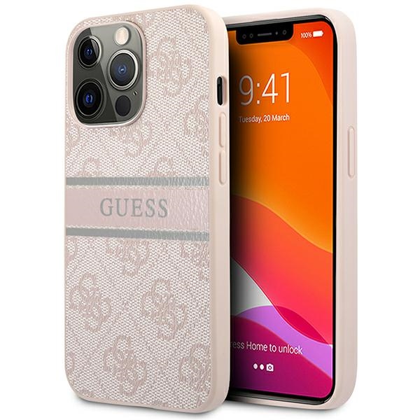 Guess GUHCP13L4GDPI Pink Hardcase 4G Stripe Kryt iPhone 13/13 Pro