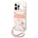 Guess GUHCP13LKMABPI Pink Hardcase Marble Strap Collection Kryt iPhone 13/13 Pro