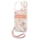 Guess GUHCP13LKMABPI Pink Hardcase Marble Strap Collection Kryt iPhone 13/13 Pro