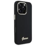 Guess GUHCP16LSMBSLK Black Hardcase Silicone Script Metal Logo & Frame Kryt iPhone 16 Pro