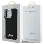 Guess GUHCP16LSMBSLK Black Hardcase Silicone Script Metal Logo & Frame Kryt iPhone 16 Pro