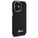 Guess GUHCP16MSMBSLK Black Hardcase Silicone Script Metal Logo & Frame Kryt iPhone 16 Plus