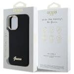 Guess GUHCP16MSMBSLK Black Hardcase Silicone Script Metal Logo & Frame Kryt iPhone 16 Plus