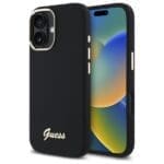 Guess GUHCP16SSMBSLK Black Hardcase Silicone Script Metal Logo & Frame Kryt iPhone 16