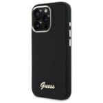 Guess GUHCP16XSMBSLK Black Hardcase Silicone Script Metal Logo & Frame Kryt iPhone 16 Pro Max