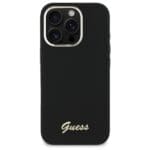 Guess GUHCP16XSMBSLK Black Hardcase Silicone Script Metal Logo & Frame Kryt iPhone 16 Pro Max