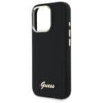 Guess GUHCP16XSMBSLK Black Hardcase Silicone Script Metal Logo & Frame Kryt iPhone 16 Pro Max