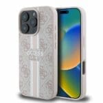 Guess GUHMP16LP4RPSP Pink Hardcase 4G Printed Stripes MagSafe Kryt iPhone 16 Pro
