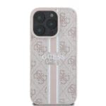Guess GUHMP16LP4RPSP Pink Hardcase 4G Printed Stripes MagSafe Kryt iPhone 16 Pro
