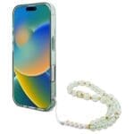 Guess GUHMP16MHFWBRCESN green Hardcase IML Flowers With Pearl Strap MagSa Kryt iPhone 16 Plus