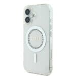 Guess GUHMP16MPFTDTEH White Hardcase IML Rhinestones MagSafe Kryt iPhone 16 Plus