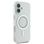 Guess GUHMP16MPFTDTEH White Hardcase IML Rhinestones MagSafe Kryt iPhone 16 Plus