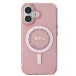 Guess GUHMP16MPFTDTEP Pink Hardcase IML Rhinestones MagSafe Kryt iPhone 16 Plus
