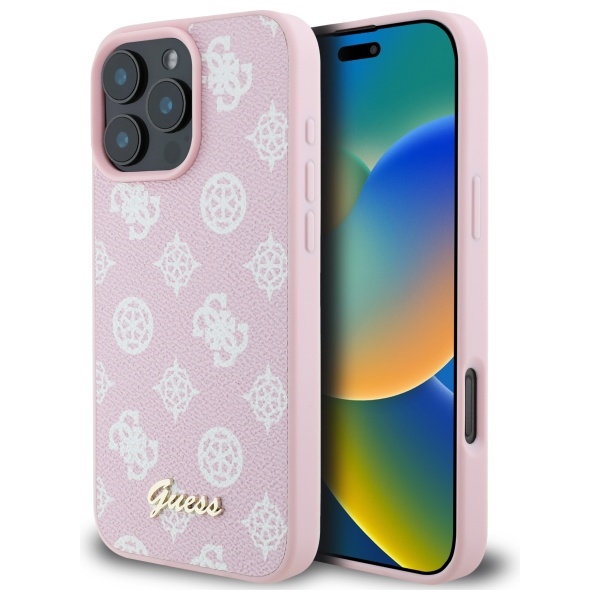 Guess GUHMP16XPGPYSP Pink Hardcase Peony Script MagSafe Kryt iPhone 16 Pro Max