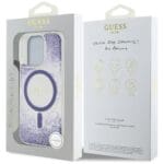 Guess HC Resin Bottom Glitter MagSafe Purple Kryt iPhone 16 Pro Max