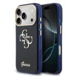 Guess IML 4G Script Metal Logo Blue Kryt iPhone 17 Pro Max