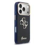 Guess IML 4G Script Metal Logo Blue Kryt iPhone 17 Pro Max