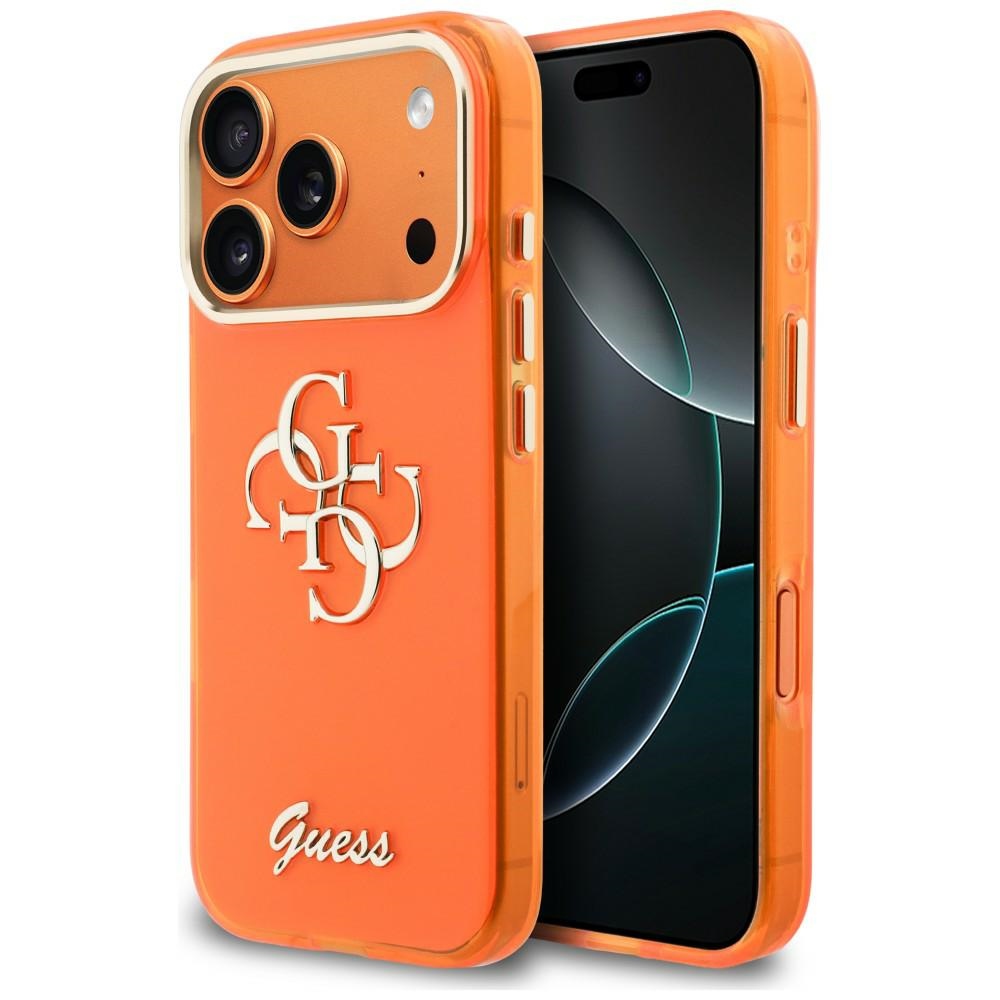 Guess IML 4G Script Metal Orange Kryt iPhone 17 Pro Max