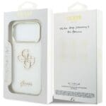 Guess IML 4G Script Metal White Kryt iPhone 17 Pro Max