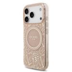 Guess IML Flowers Allover Strap MagSafe Pink Kryt iPhone 17 Pro