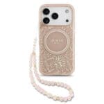 Guess IML Flowers Allover Strap MagSafe Pink Kryt iPhone 17 Pro