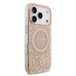 Guess IML Flowers Allover Strap MagSafe Pink Kryt iPhone 17 Pro